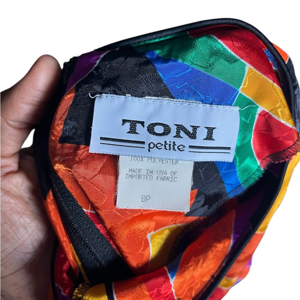 Vintage Toni Petite 8P Geometric Abstract Sheath Dress 80s 90s Retro - Picture 8 of 8